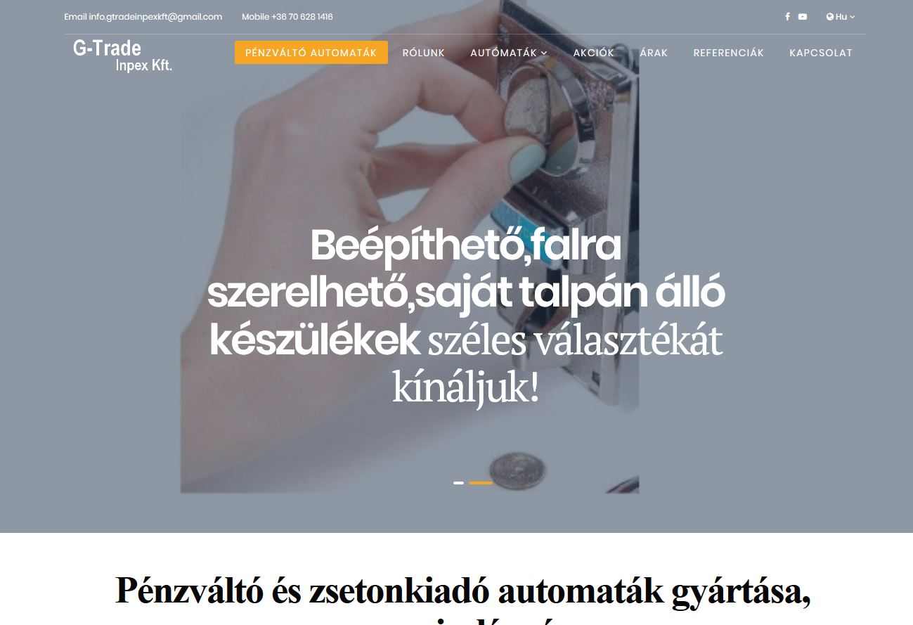 Pénzváltó és zsetonkiadó automaták gyártása, szervizelése és